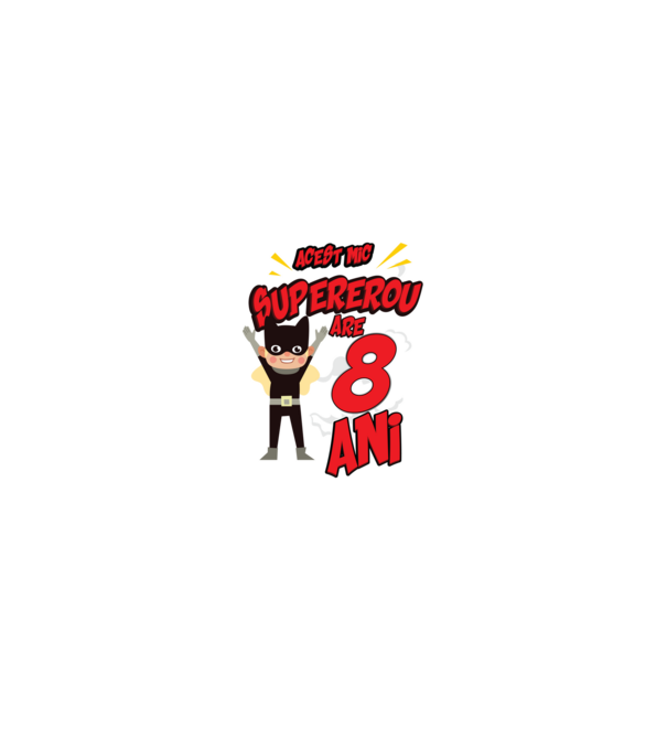 Acest mic supererou are 8 ani model negru pe tricou