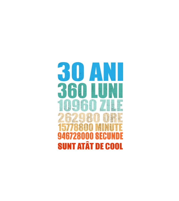 De 30 ani - luni - zile - ore - minute - secunde - sunt atât de cool model negru pe tricou