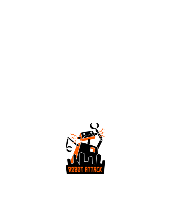 Robot Attack model negru pe tricou