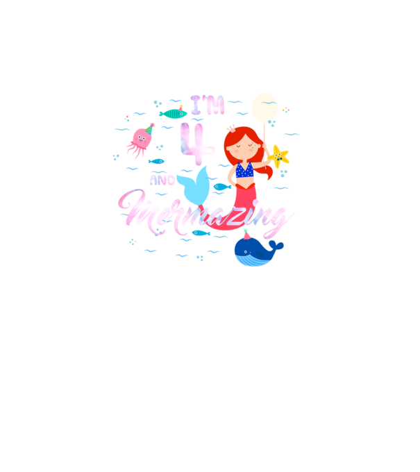 Mermazing Birthday 4 model turcoaz pe tricou
