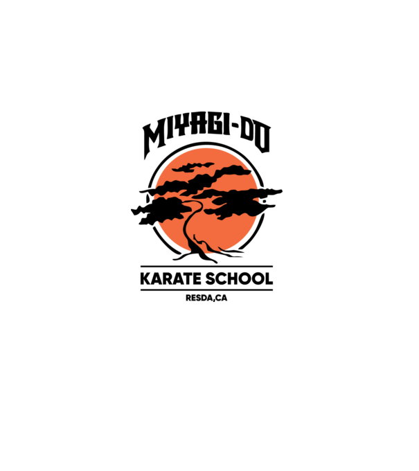 Miyagi-do karate school model alb pe tricou