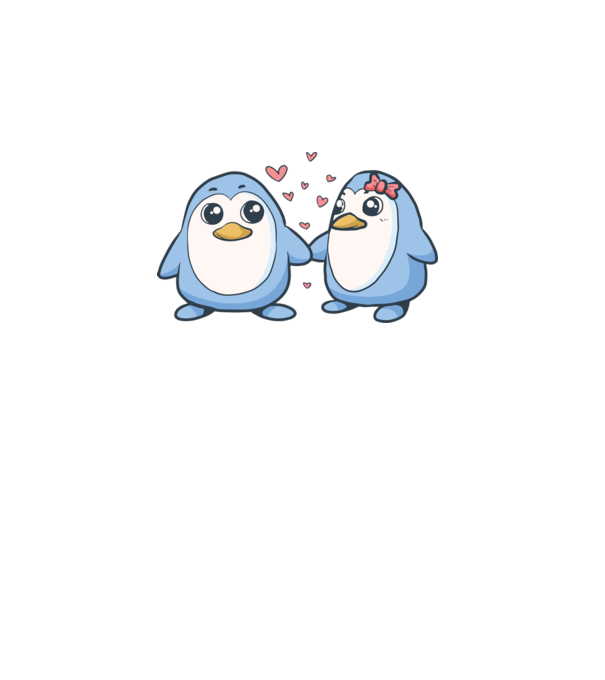 PINGUIN ÎNDRĂGOSTIT 2 model alb pe tricou