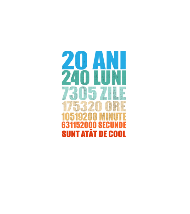 De 20 ani - luni - zile - ore - minute - secunde - sunt atât de cool model negru pe tricou
