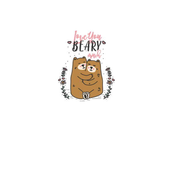 LoveU BEARY much model alb pe tricou