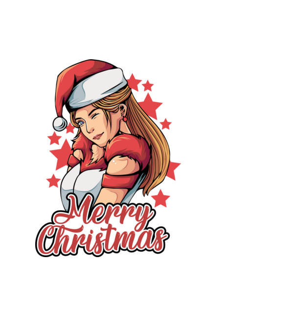 Merry christmas santa girl model negru pe tricou