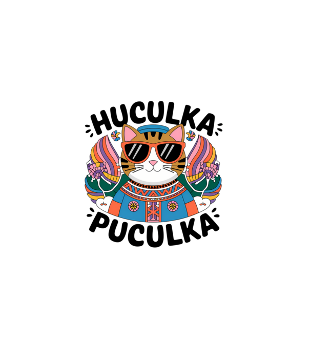 Huculka Puculka pisică 3 model alb pe tricou