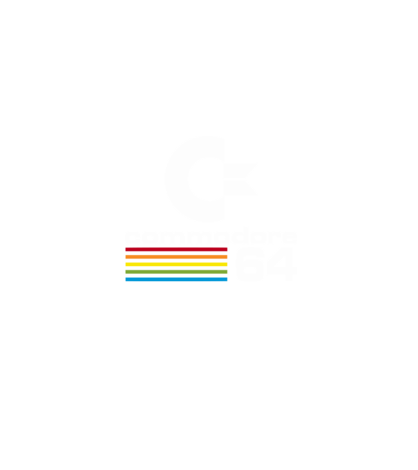 Commodore 64 logo on black model albastru jeanși pe tricou