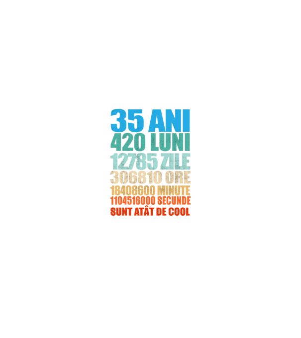 De 35 ani - luni - zile - ore - minute - secunde - sunt atât de cool model negru pe tricou