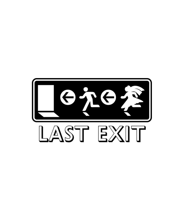 Last Exit model alb pe tricou