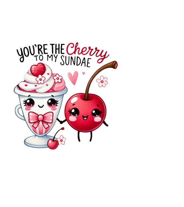 Cherry to my Sunday model alb pe tricou