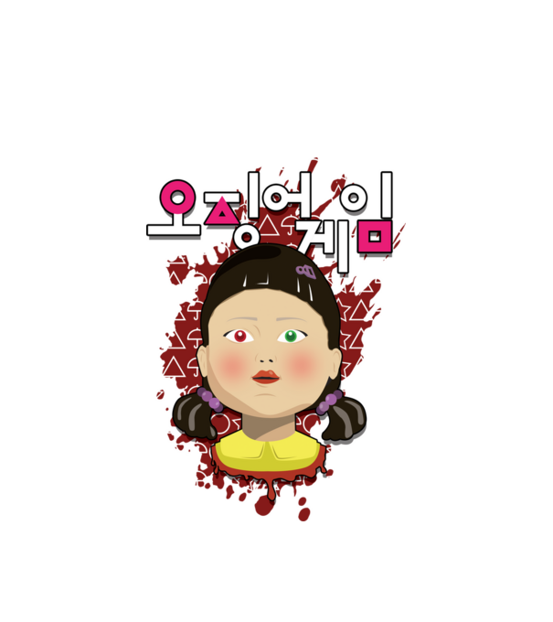 red light green light doll model alb pe tricou