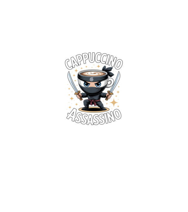 Cappuccino Assassino model negru pe tricou