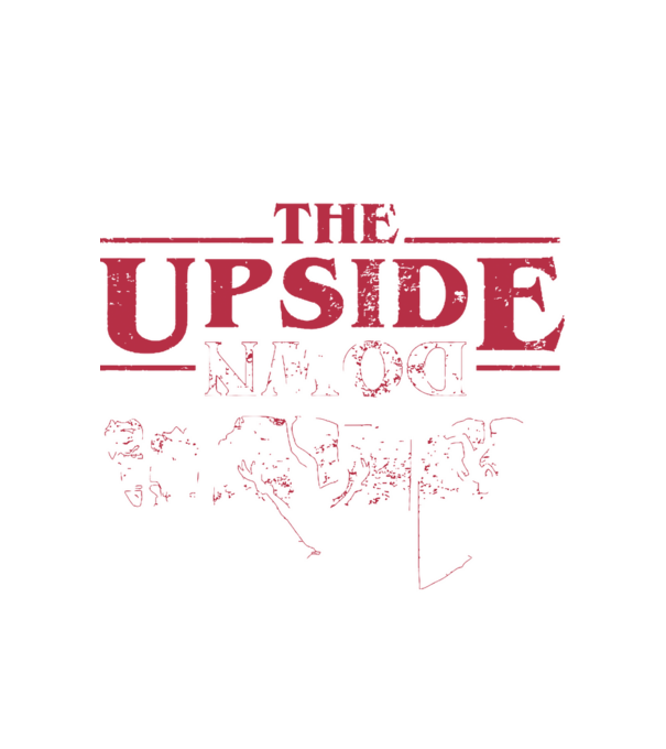 the upside down logo model alb pe tricou