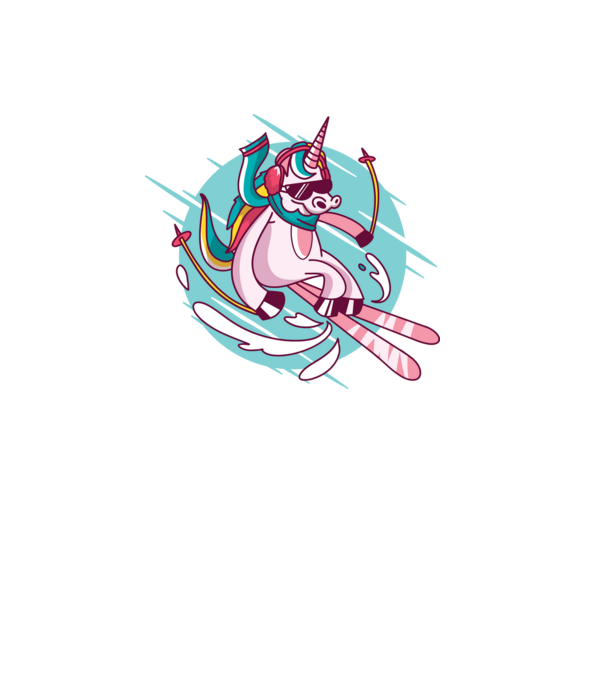 Unicorn ski model negru pe tricou