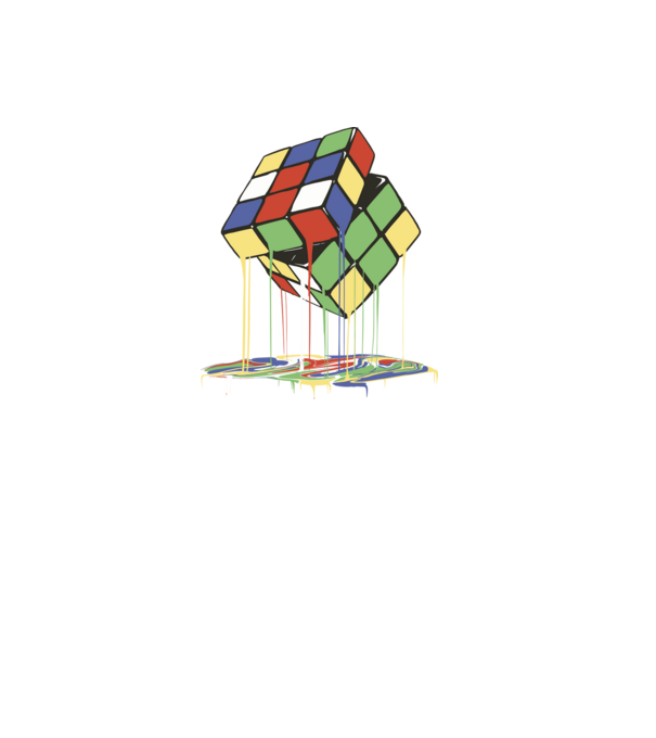 Melting Rubik cube model negru pe tricou