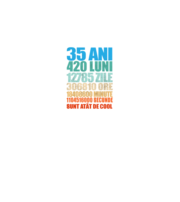 De 35 ani - luni - zile - ore - minute - secunde - sunt atât de cool model negru pe tricou