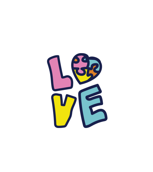 Ziua Mondială a Autismului LOVE model alb pe tricou