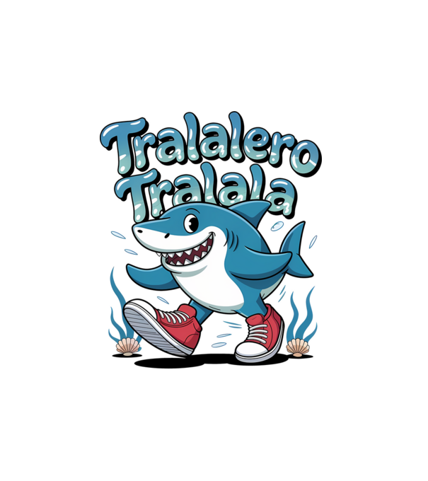 Tralalero Tralala drăguț model alb pe tricou