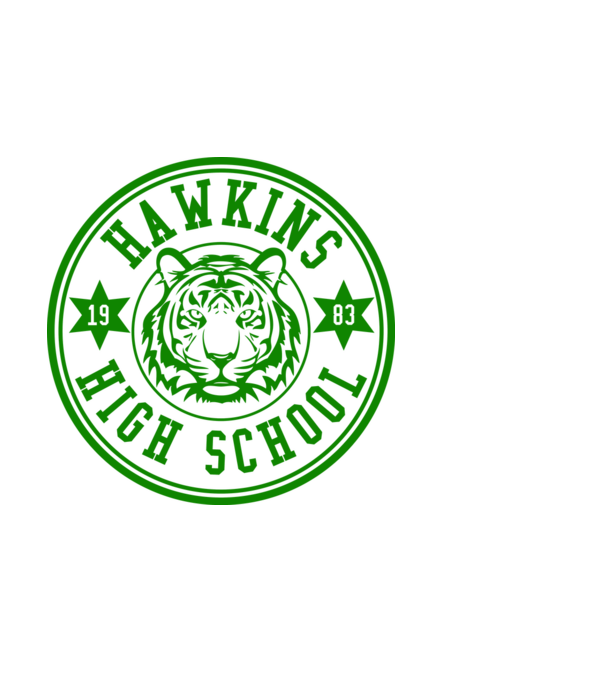 hawkins high school model albastru deschis pe tricou