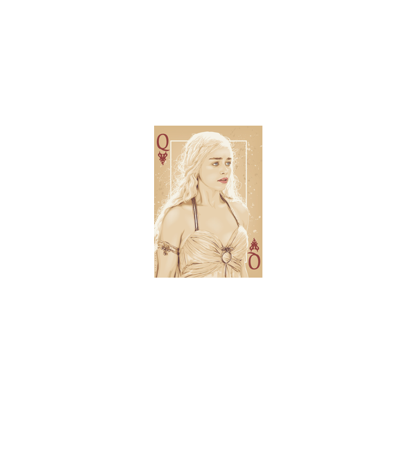 Queen Card model alb pe tricou