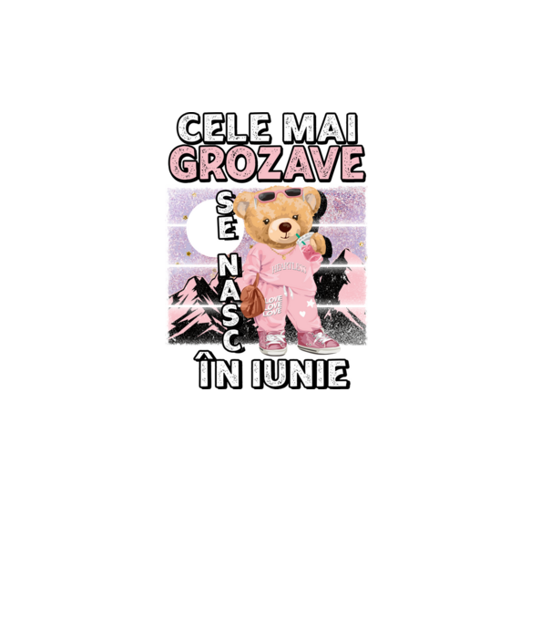 RETRO teddy fetişcană IUNIE model negru pe tricou