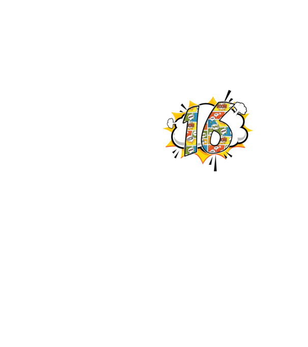 Birthday Comic Number 16 model galben neon pe tricou