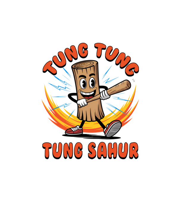 Tung Tung Tung Sahur drăguț model negru pe tricou