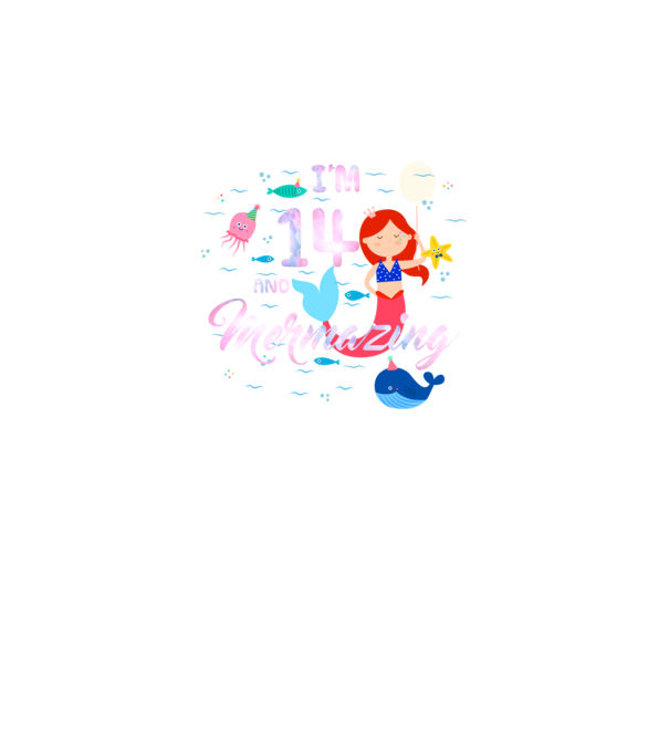 Mermazing Birthday 14 model negru pe tricou