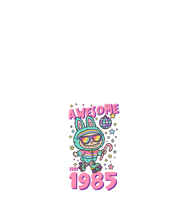 Awesome since 1985 - Labubu model alb pe tricou