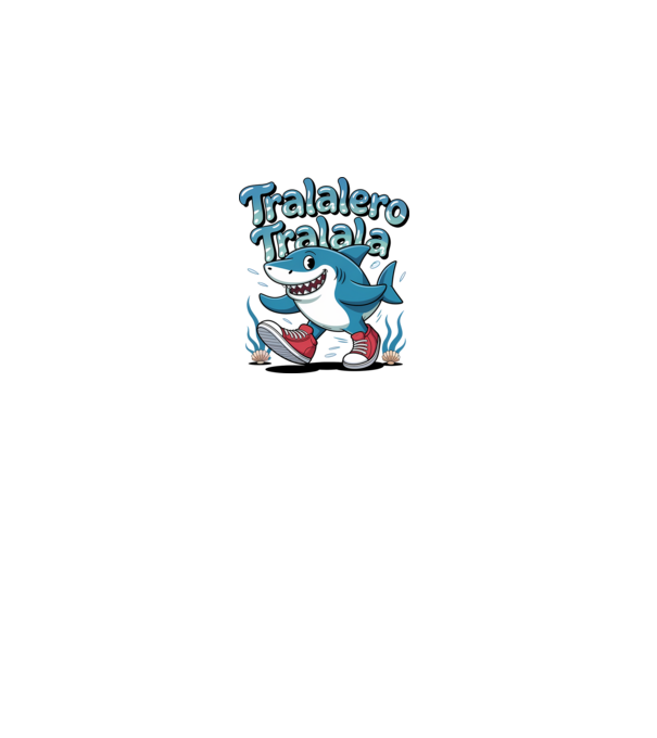 Tralalero Tralala drăguț model negru pe tricou