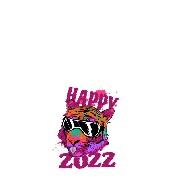Happy 2022 tiger model alb pe tricou