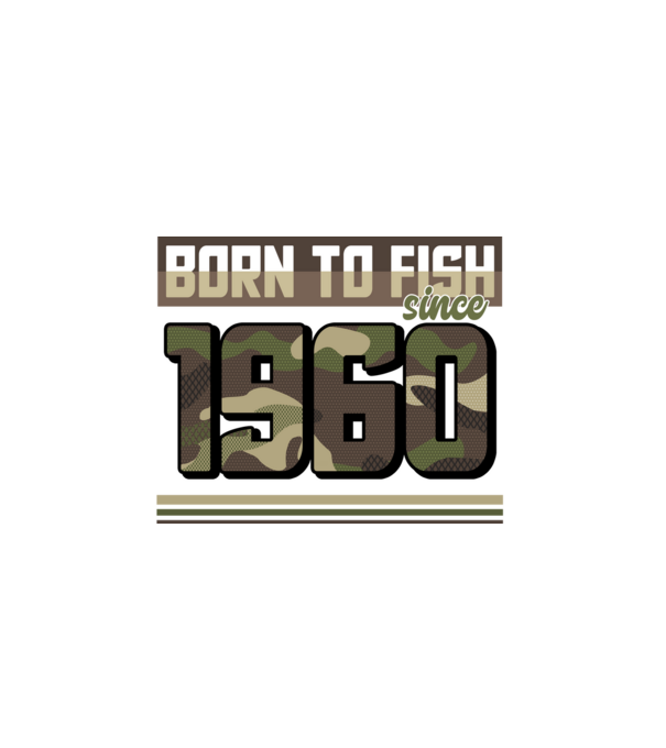Born to fish since 1960 model negru pe tricou