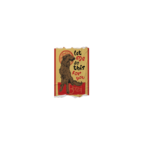 BORZOI retro poster chat noir poster texture model alb pe tricou