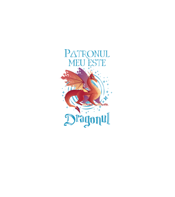Patronul meu este DRAGONUL model negru pe tricou