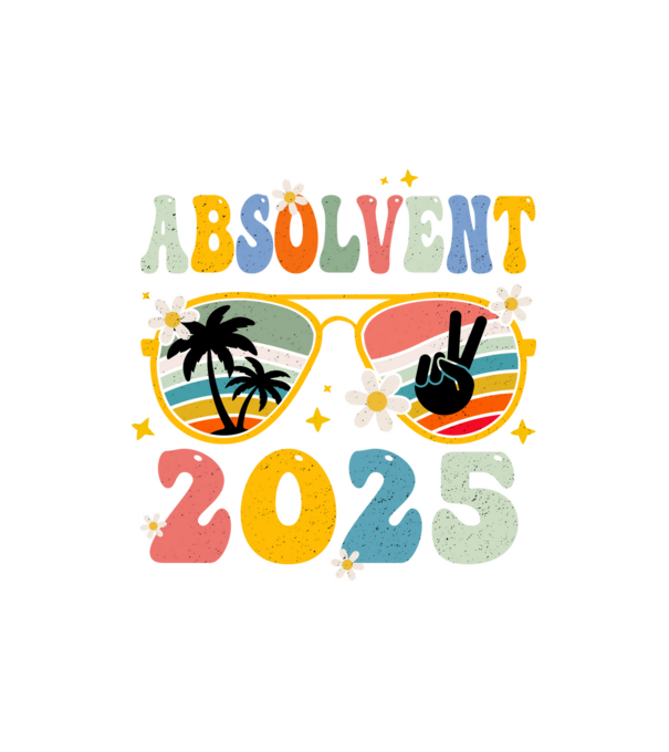 Absolvent 2025 model nisipiu pe tricou