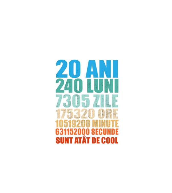 De 20 ani - luni - zile - ore - minute - secunde - sunt atât de cool model negru pe tricou