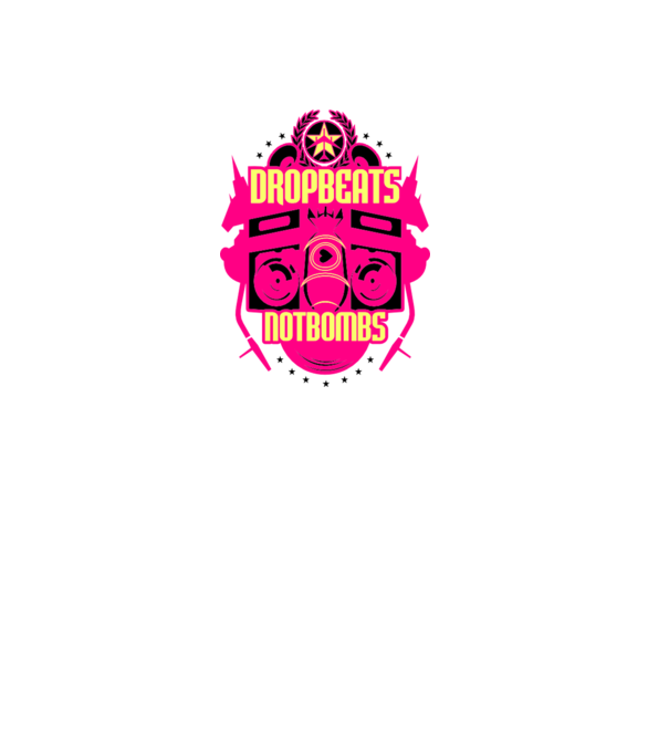Drop Beats Not Bombs model alb pe tricou