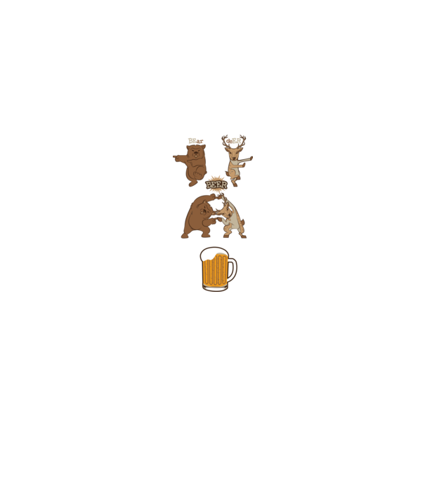 Bear deer beer model alb pe tricou