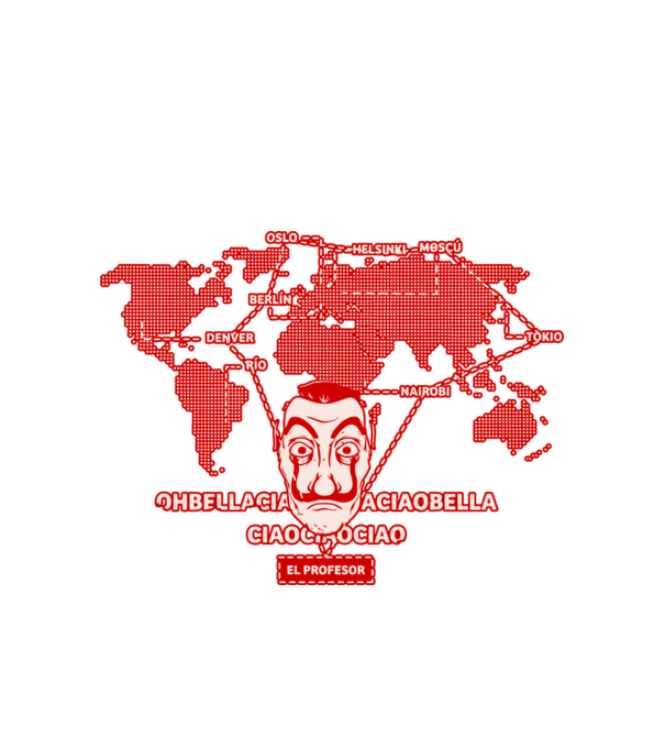 la casa de papel map model alb pe tricou