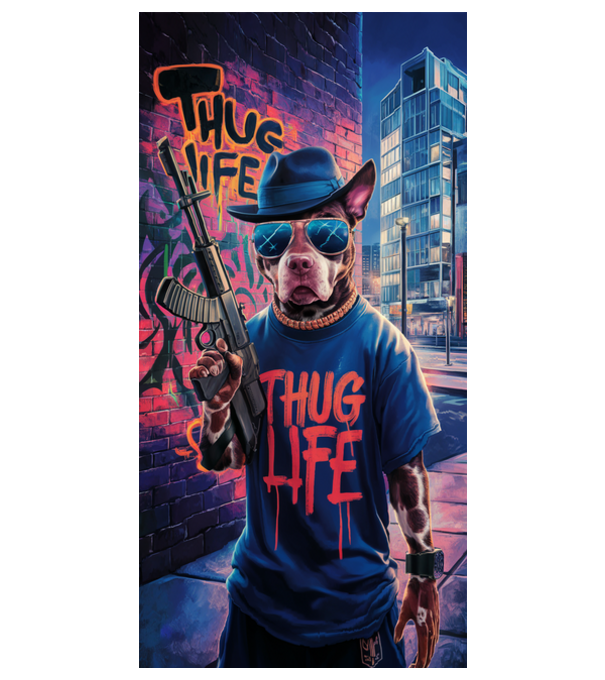 Thug Life Pitbull model alb pe tricou