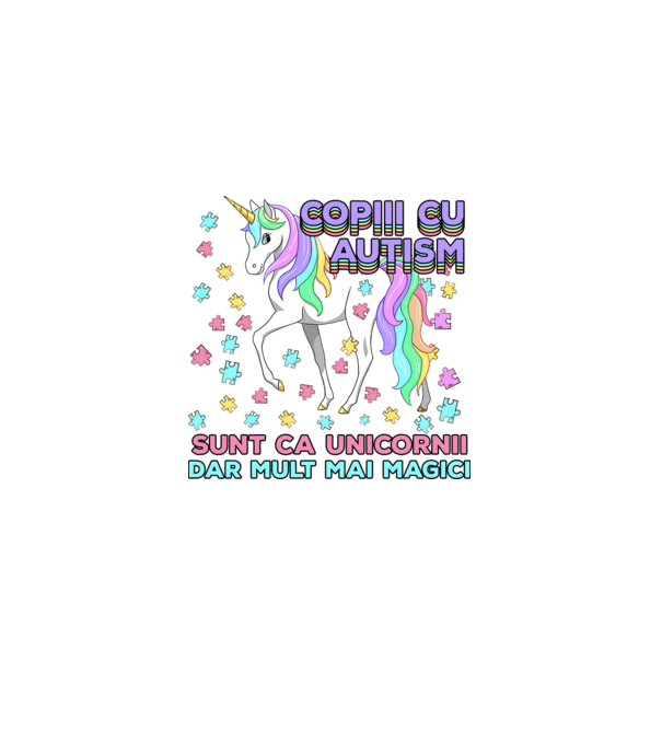 Copiii cu autism sunt ca unicornii, dar mult mai magici model alb pe tricou