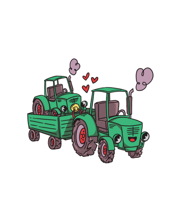 TRACTOR model alb pe tricou
