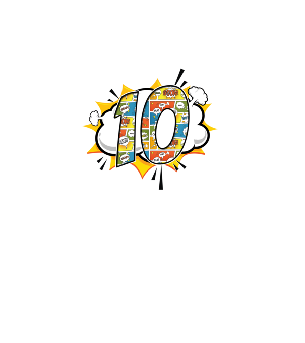 Birthday Comic Number 10 model turcoaz pe tricou