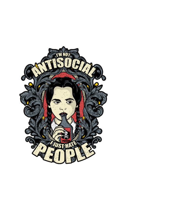 WEDNESDAY - Just hate people model alb pe tricou