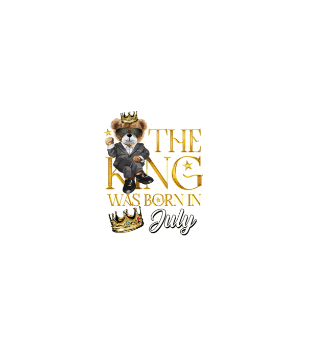 The king was born int JULY model negru pe tricou