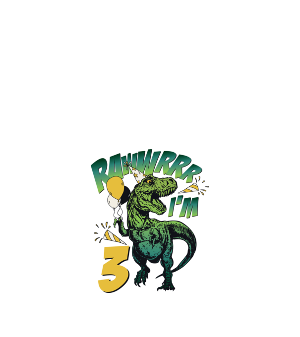 'Birthday Dinosaur rawww i''m 3' model alb pe tricou