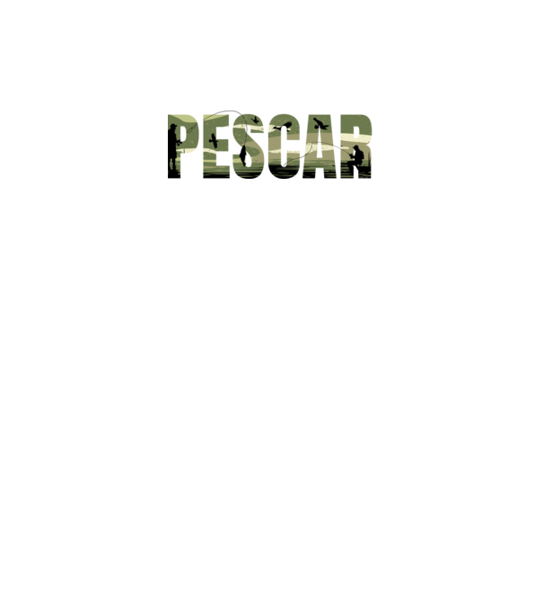 PESCAR model negru pe tricou