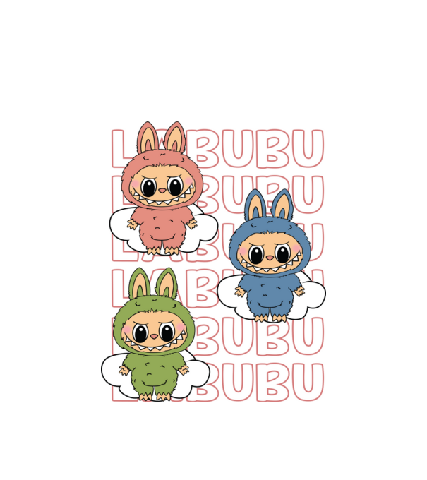 LABUBU model alb pe tricou