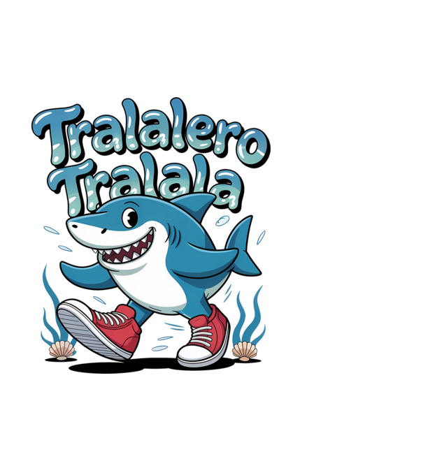 Tralalero Tralala drăguț model alb pe tricou