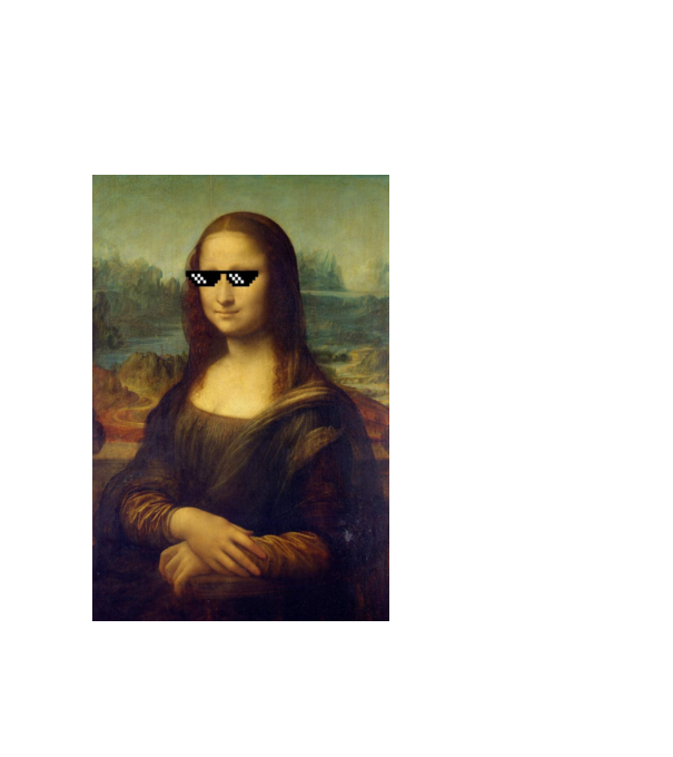 Mona Lisa Deal with it model alb pe tricou